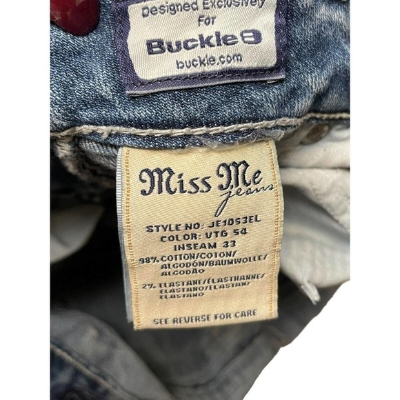 Miss Me EasyBootcut Jeans Size 30 x 33 Mid Rise Y2K Denim Bling Medium Wash - Picture 9 of 9